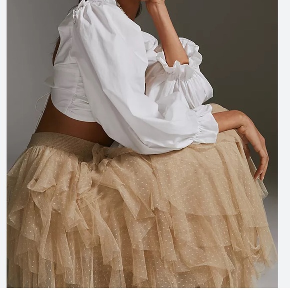 38 Carrie Textured Tulle Mesh Skirt - Picture 3 of 4